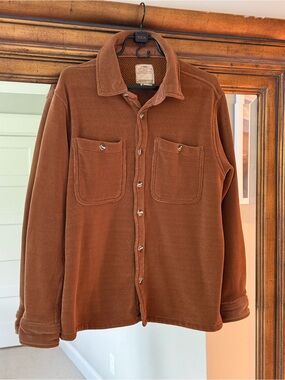 Men's Corduroy Shirt Jacket in Rust Brown